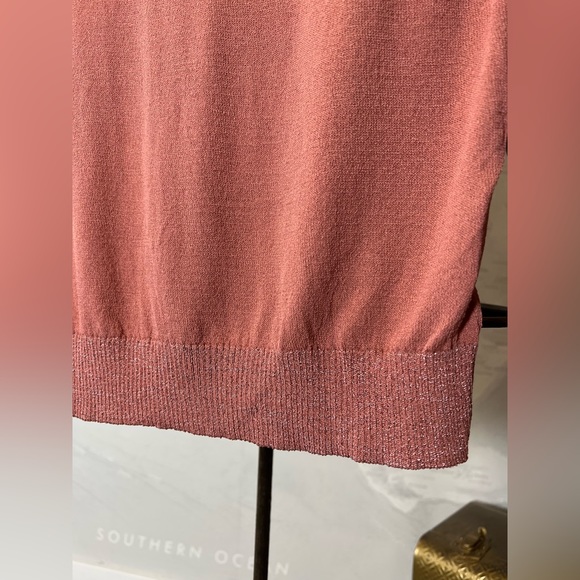 New Corey Lynn Calter CLC Anthropologie Bow Intarsia Knit Cardigan Metallic L - Picture 4 of 5